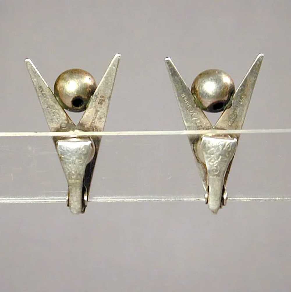 Signed Modernist Sterling Silver Earrings JANIYE - image 6