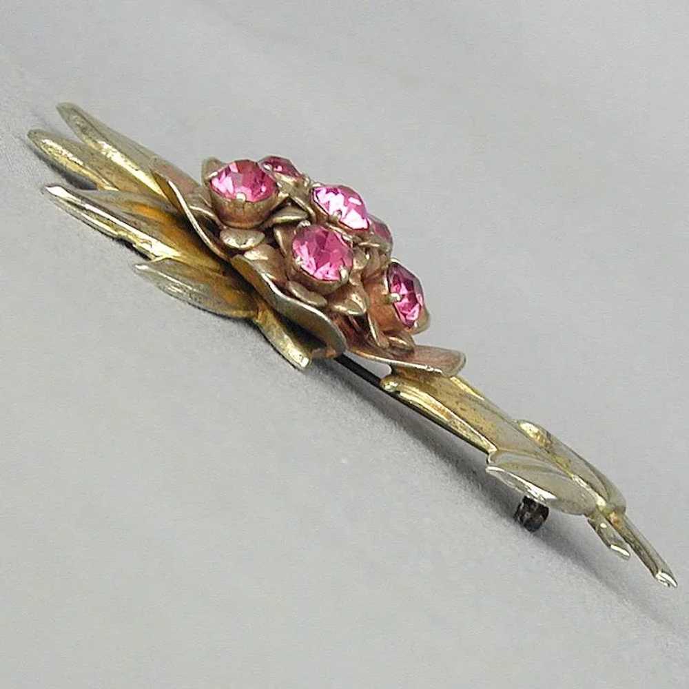 Vintage 1930s Sterling Silver Rhinestone Flower P… - image 3