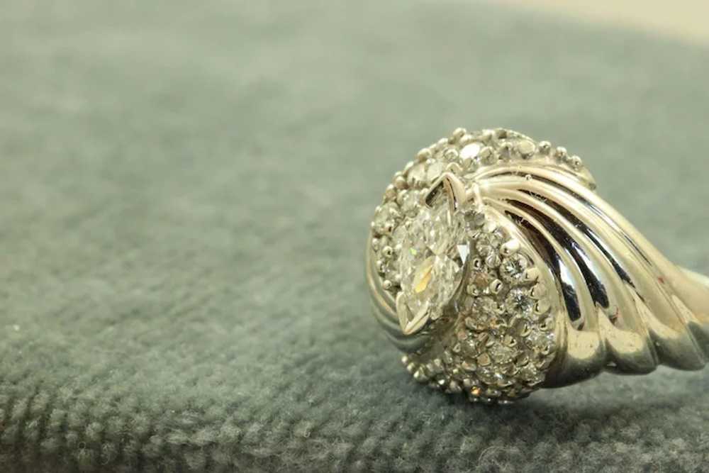 14K 1960's Marquise Diamond Swirl Cocktail Ring - image 4