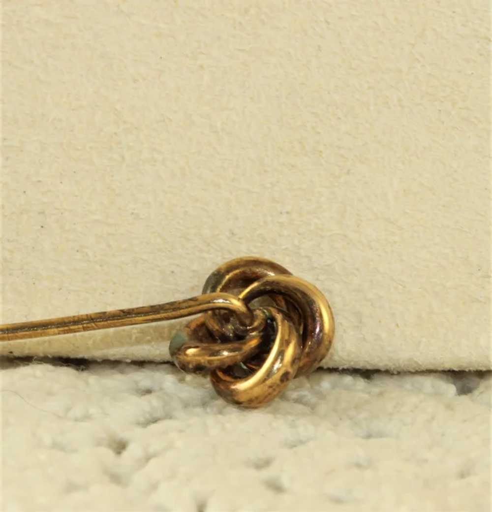 14K Victorian Topaz Love Knot Stick Pin - image 5