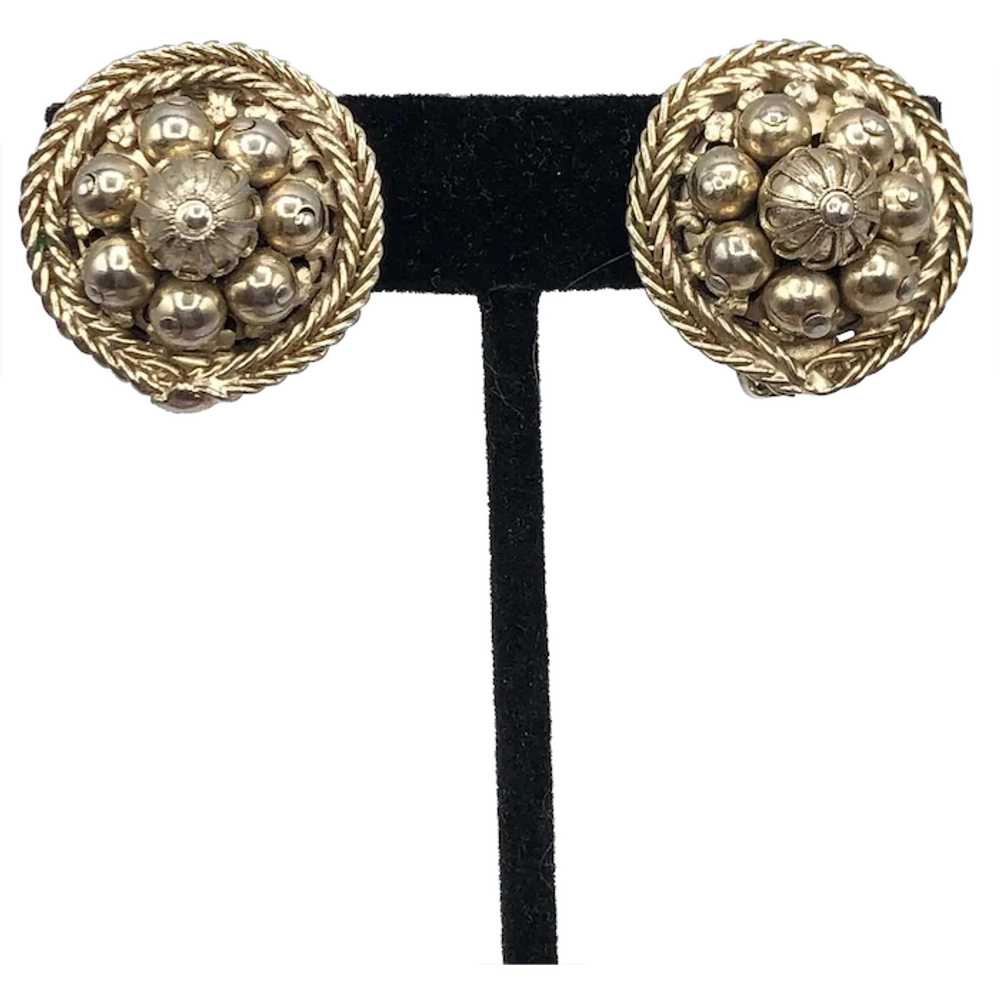 Vintage Hobe Chain Beaded Cluster Earrings - image 1