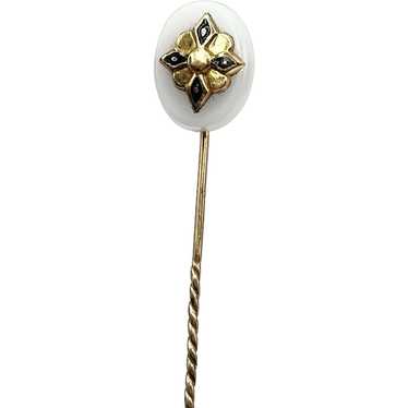 Estate Gold Filled Mother Of Pearl Enamel Stick P… - image 1