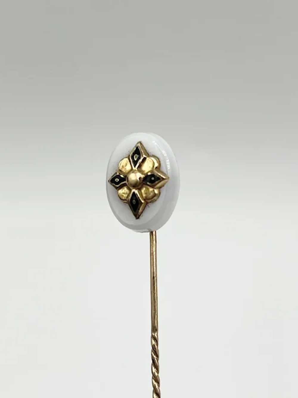 Estate Gold Filled Mother Of Pearl Enamel Stick P… - image 2