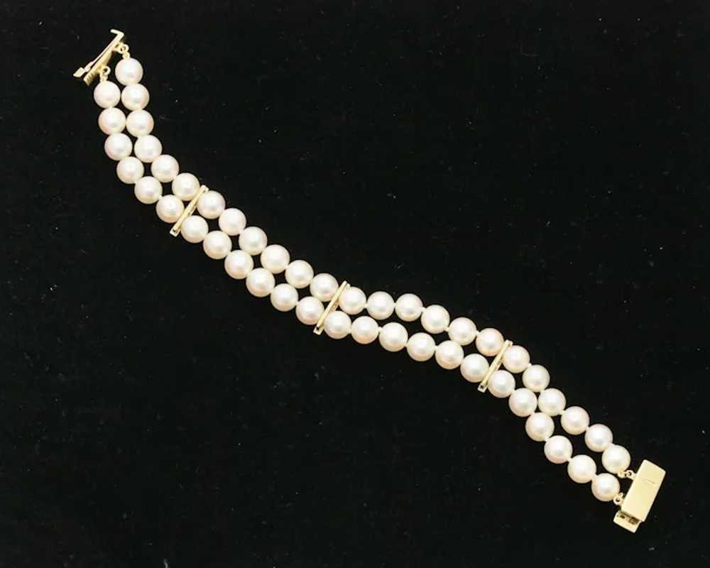 Vintage 18K Yellow Gold Pearl Diamond Bracelet - image 6