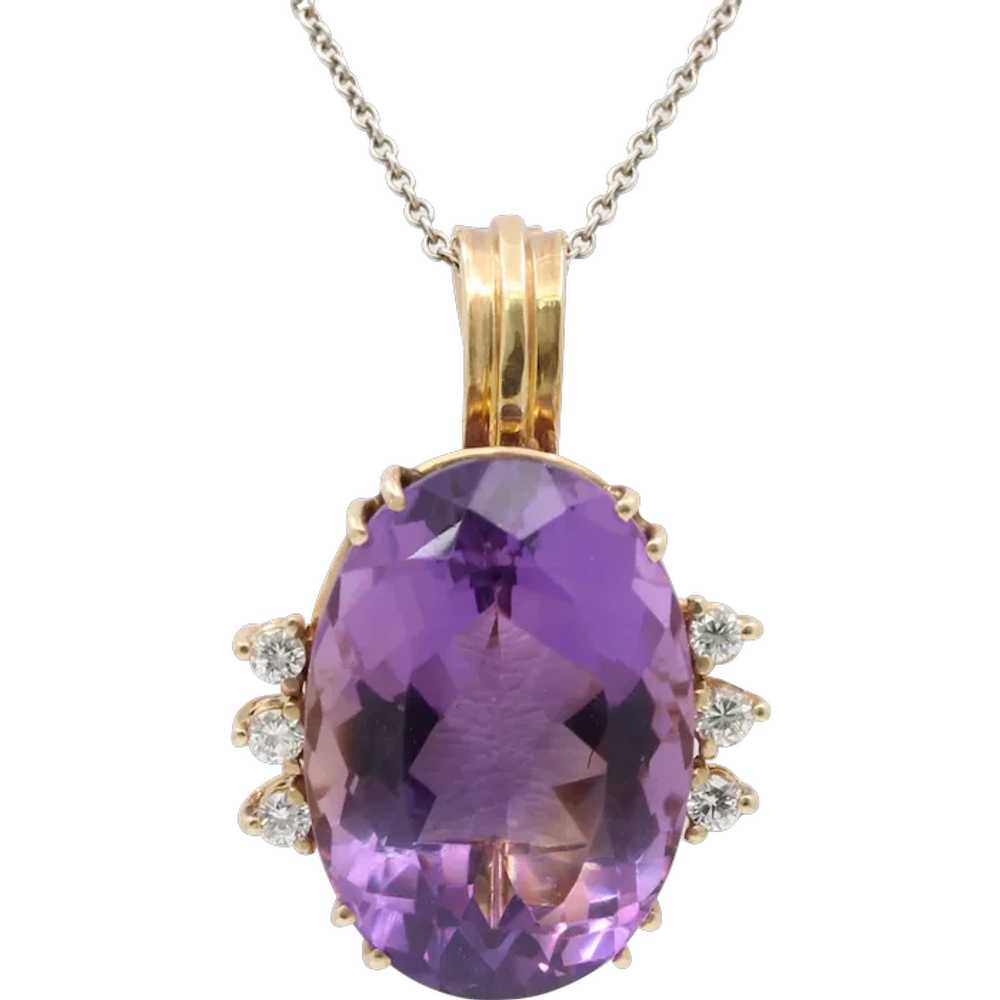 Vintage Ladies Amethyst Diamonds 14K Yellow Gold … - image 1