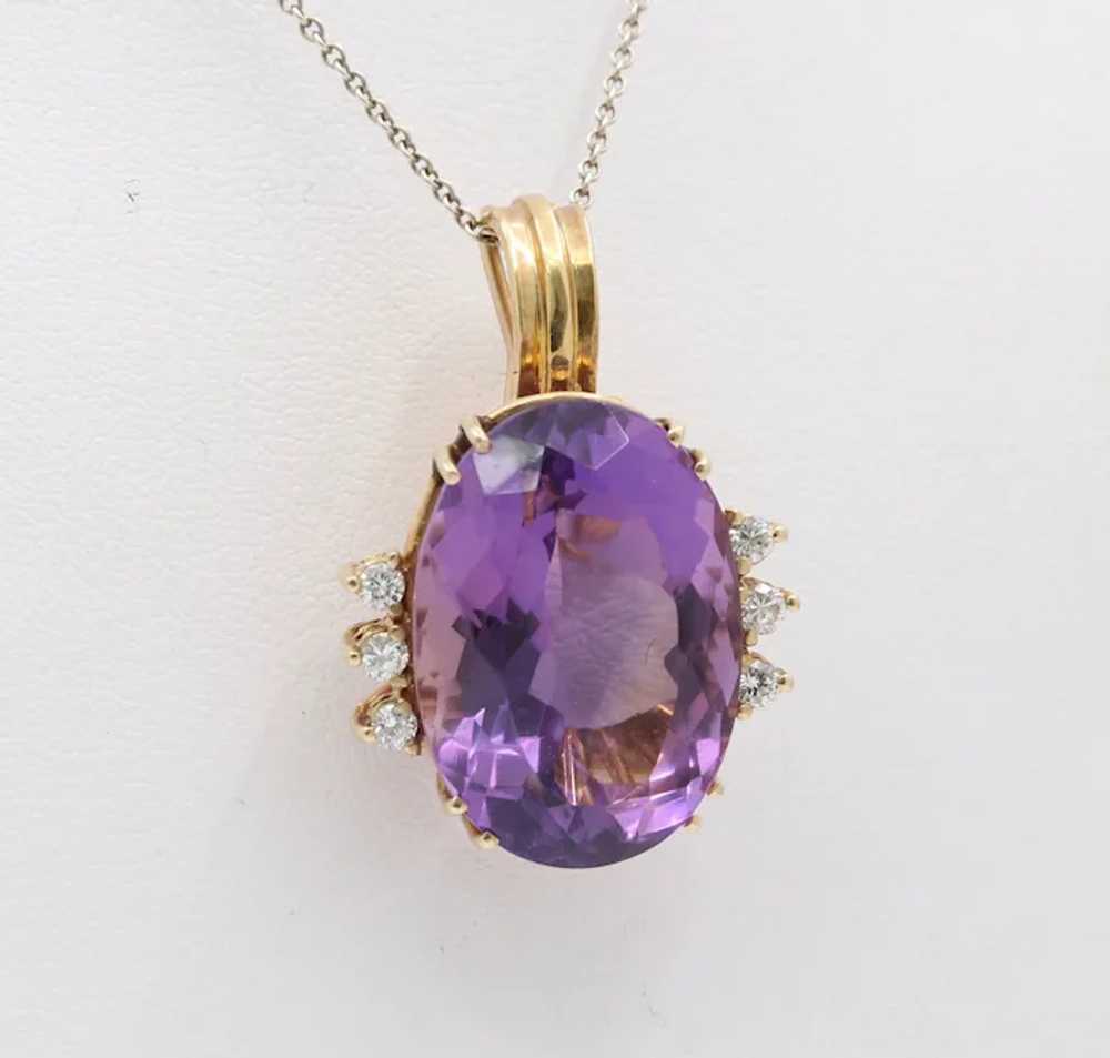 Vintage Ladies Amethyst Diamonds 14K Yellow Gold … - image 2