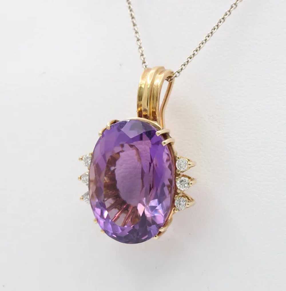 Vintage Ladies Amethyst Diamonds 14K Yellow Gold … - image 3