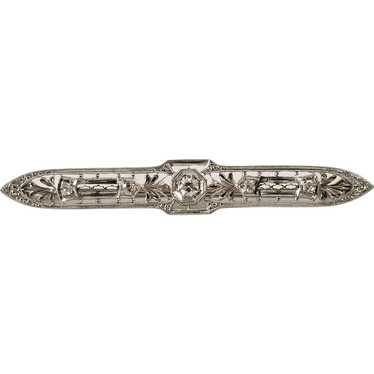 Art Deco Diamonds Platinum Milgrain Brooch Pin