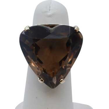 Vintage Heart Cut Smoky Topaz 14K Yellow Gold Ring