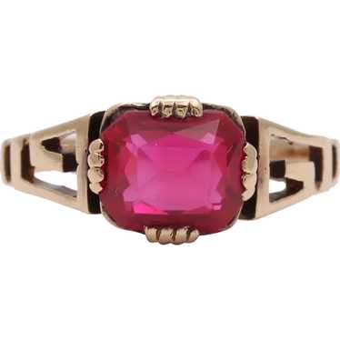 Victorian Ruby 10K Rose Gold Ring - image 1