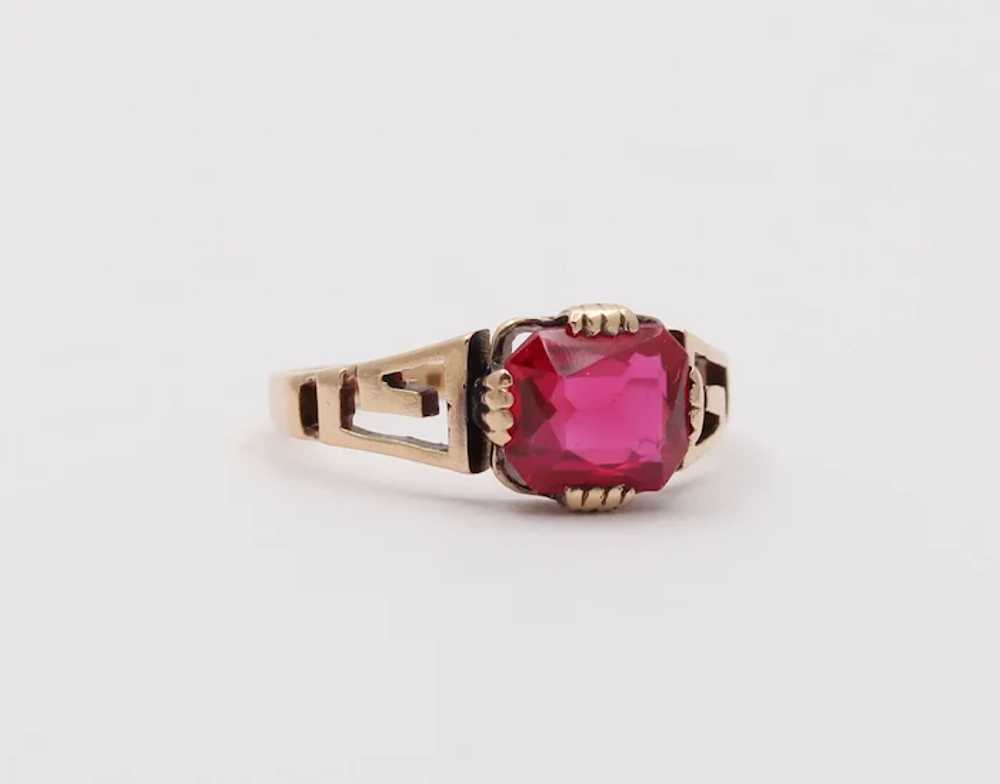 Victorian Ruby 10K Rose Gold Ring - image 3