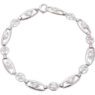 Art Deco Old Euro Diamonds 14K White Gold Bracelet