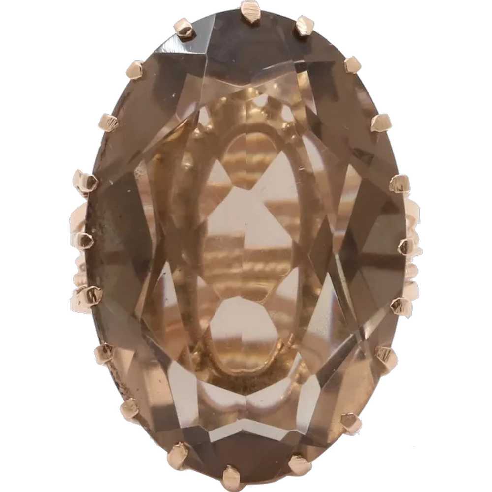 European Hallmarked Smoky Topaz 14K Rose Gold Sta… - image 1