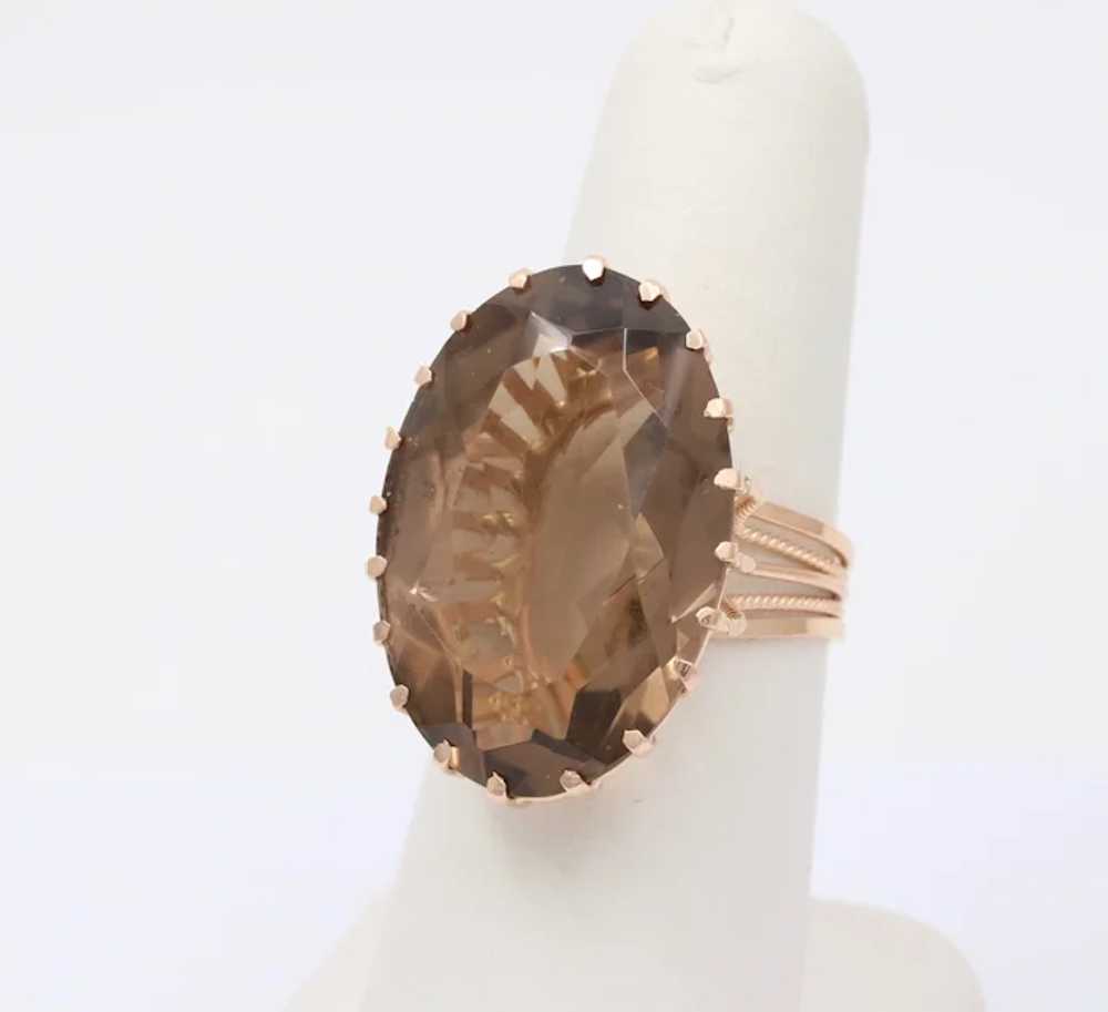 European Hallmarked Smoky Topaz 14K Rose Gold Sta… - image 3