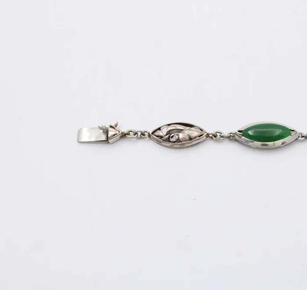 Vintage Green Jade 14K White Gold Bracelet - image 3