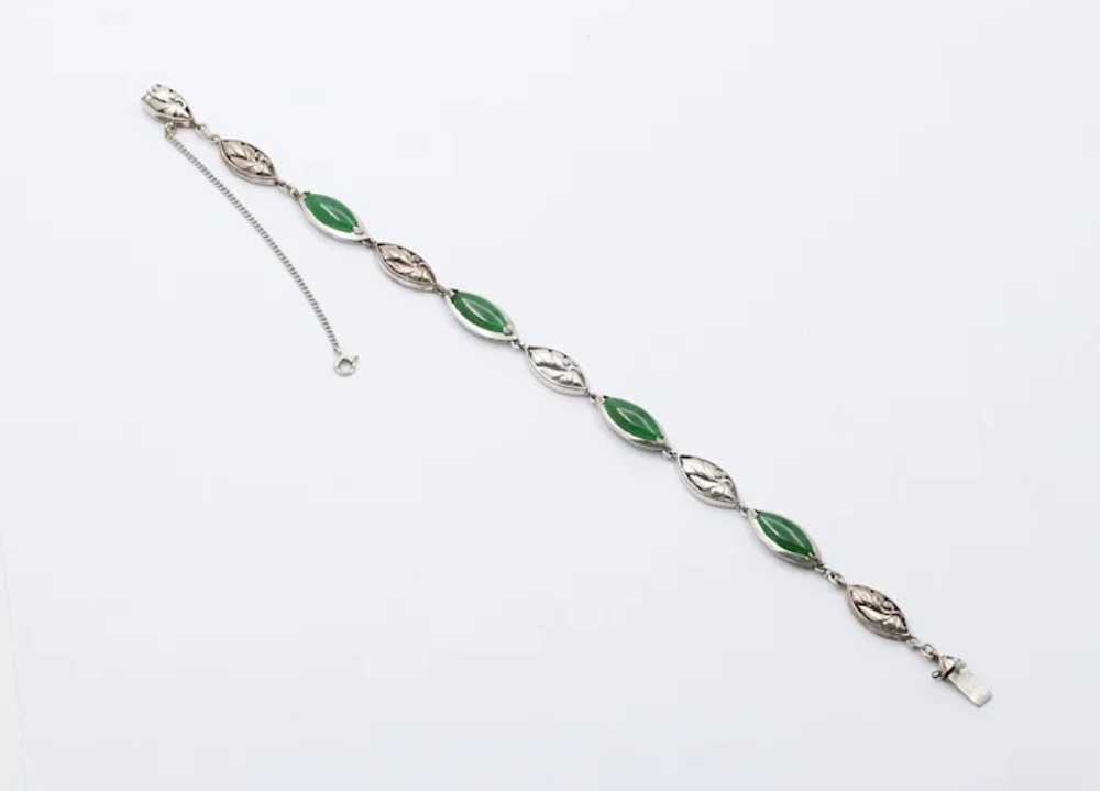 Vintage Green Jade 14K White Gold Bracelet - image 5