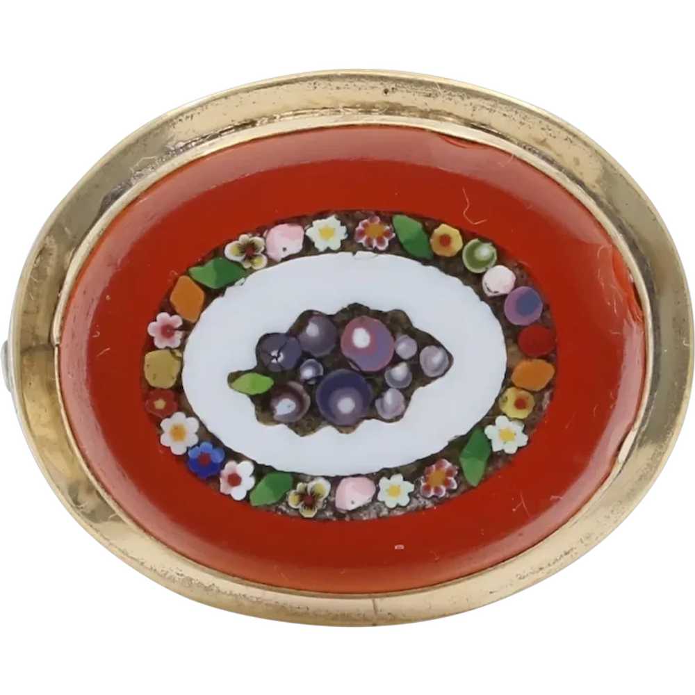 Vintage 10K Gold Filled Carnelian Pietra Dura Mic… - image 1