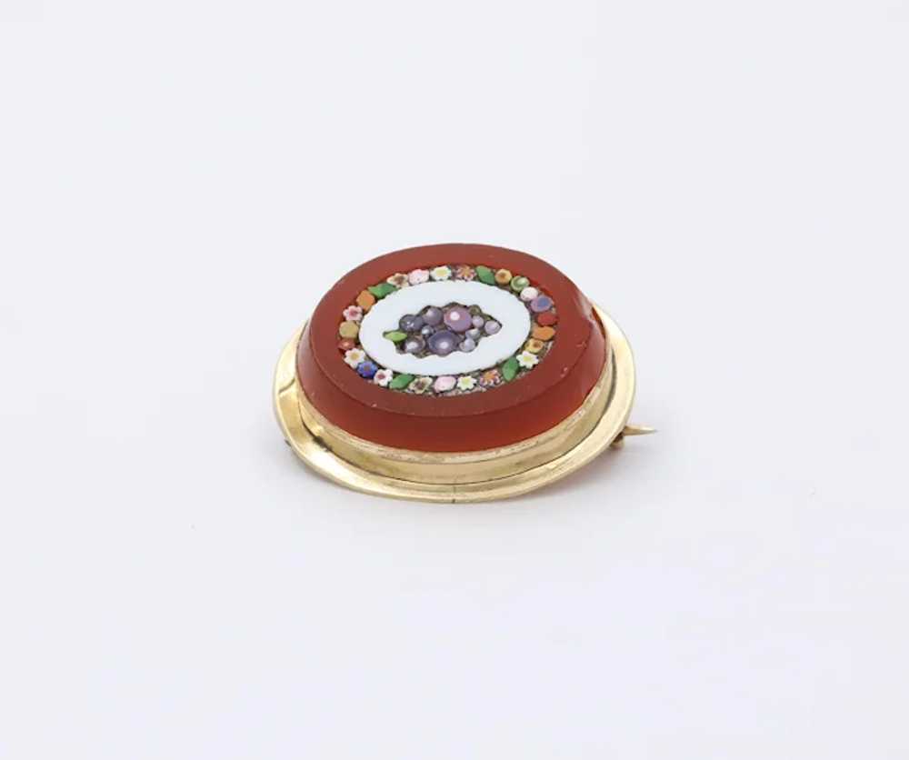 Vintage 10K Gold Filled Carnelian Pietra Dura Mic… - image 4