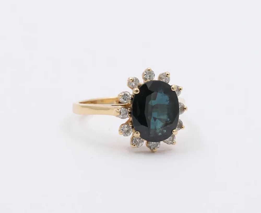 Vintage 14K Yellow Gold Sapphire Diamond Cocktail… - image 2