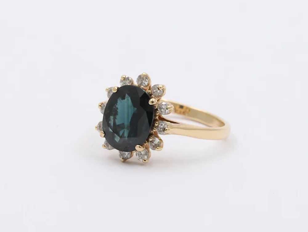 Vintage 14K Yellow Gold Sapphire Diamond Cocktail… - image 3