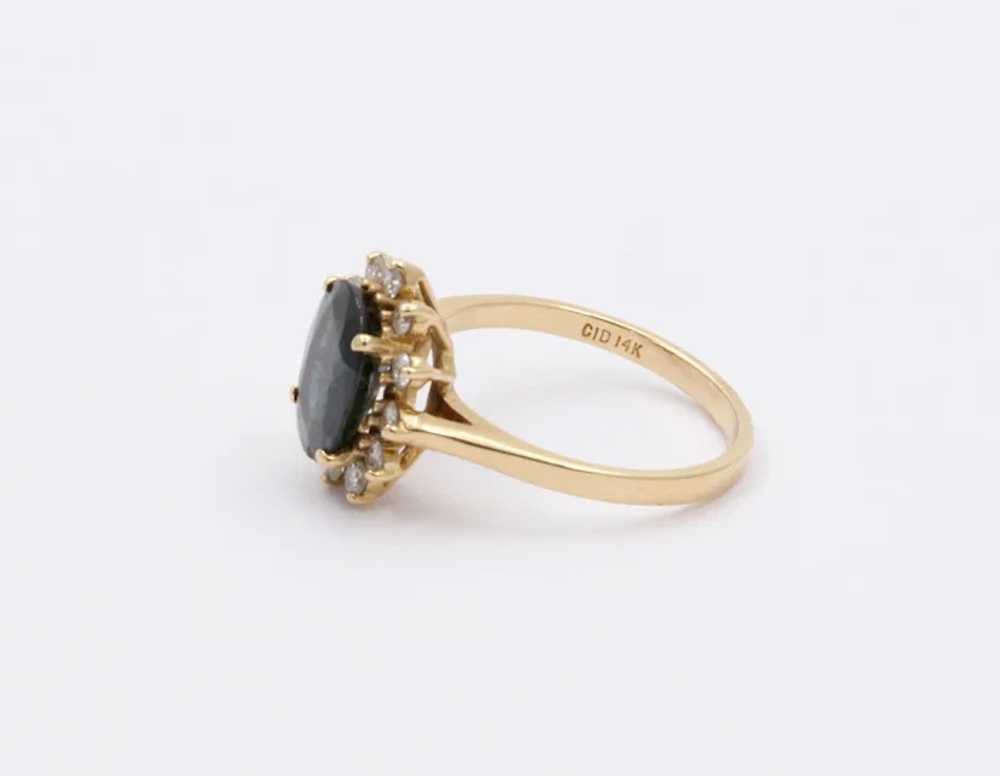 Vintage 14K Yellow Gold Sapphire Diamond Cocktail… - image 4