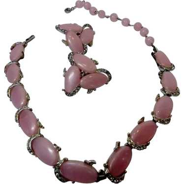 Vintage Kramer Signed Pink Thermoset Necklace and 