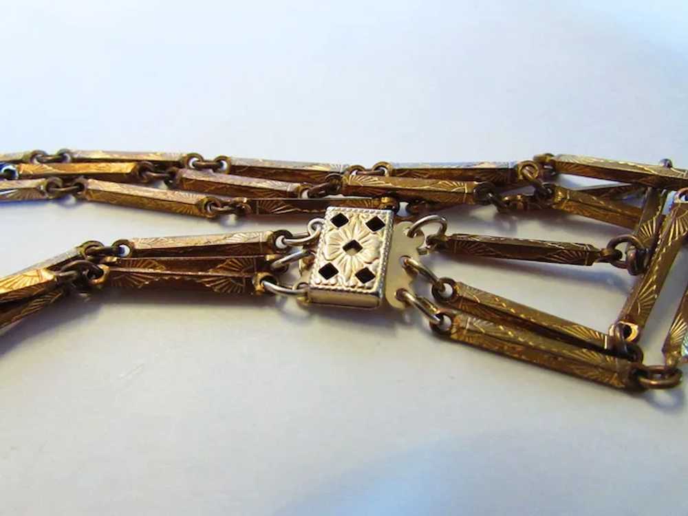 Vintage Multi Crystal Necklace With Triple Goldto… - image 7