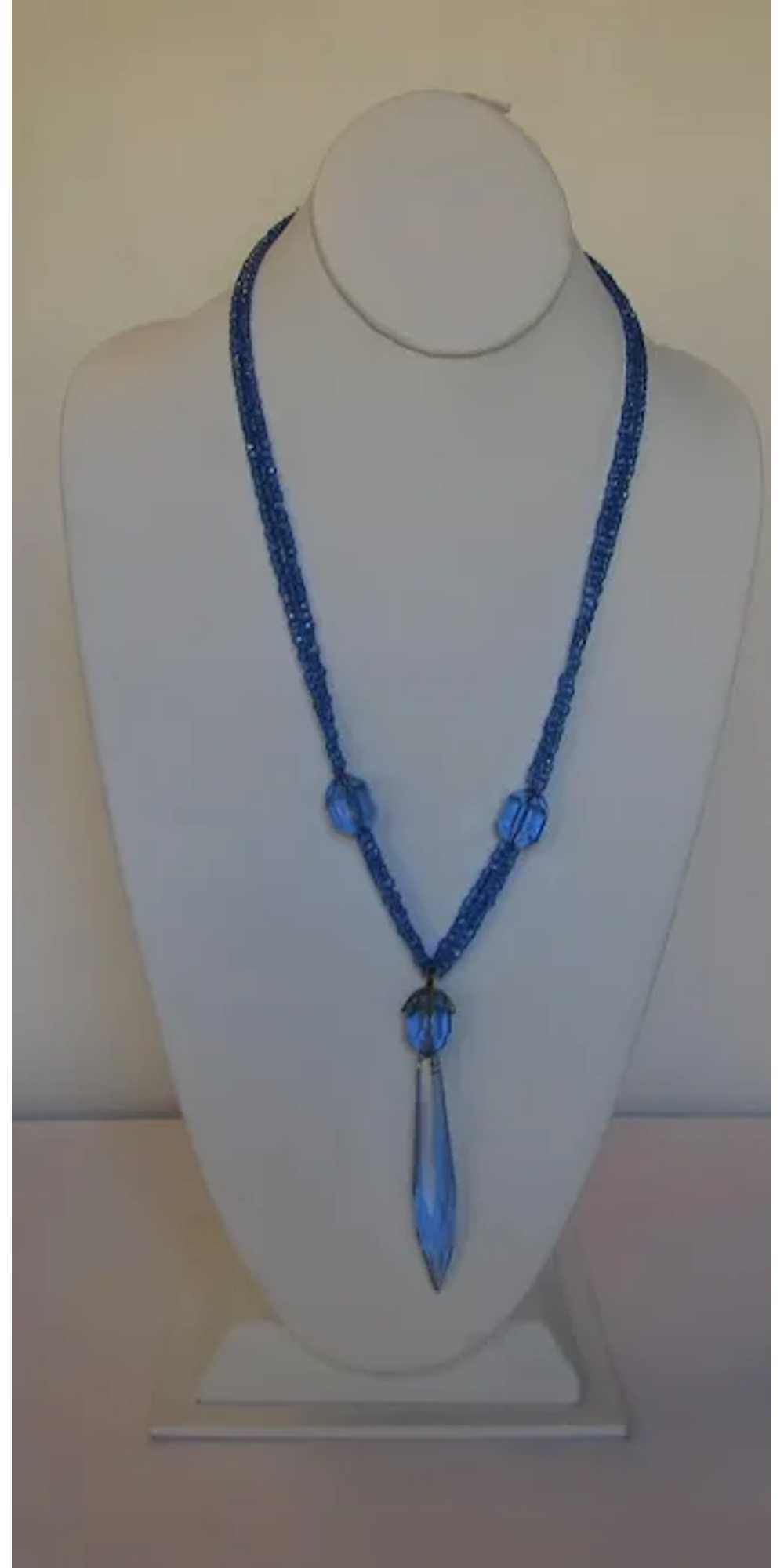 Vintage Deco Blue Crystals With Primitive Tie Clo… - image 2