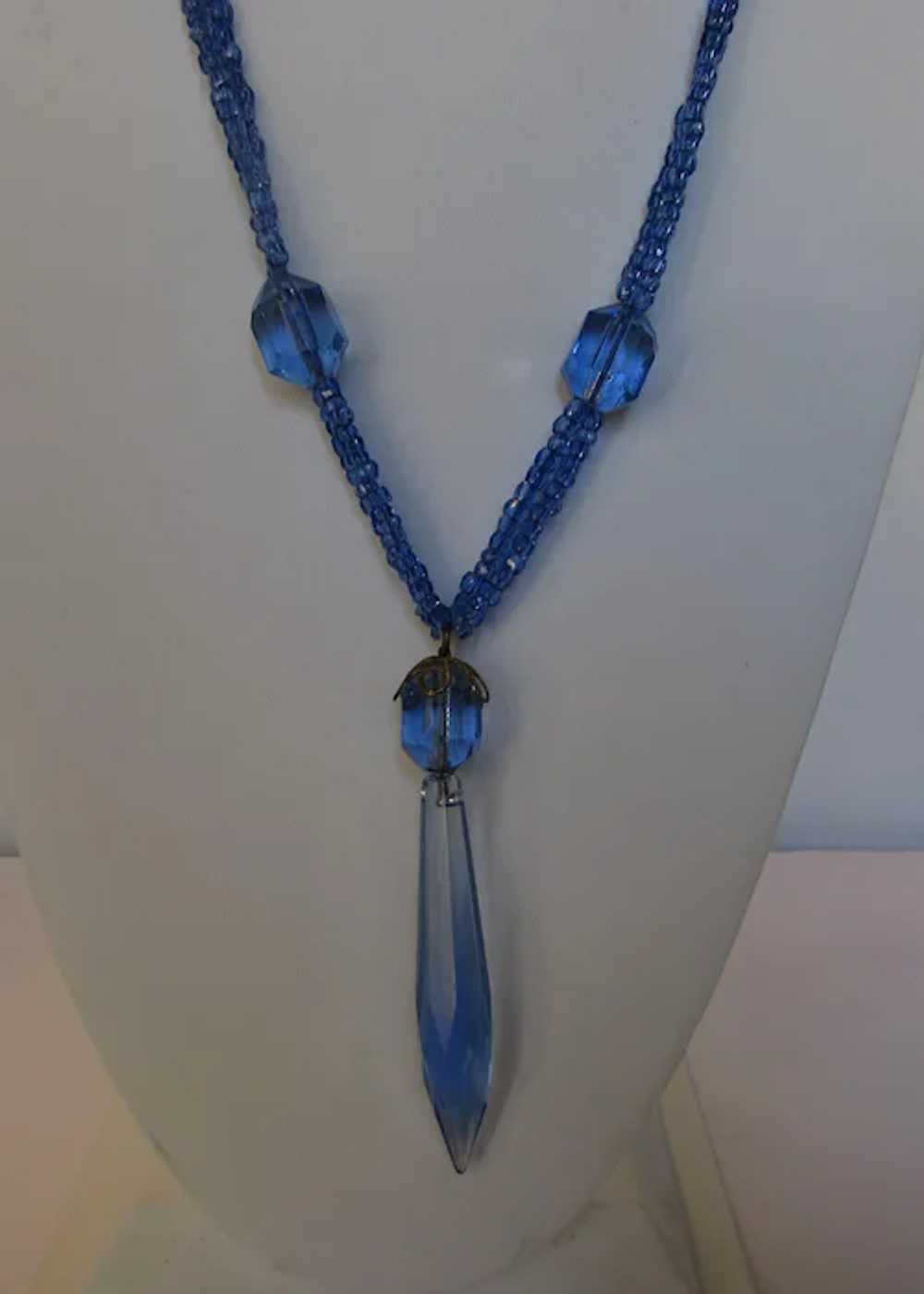 Vintage Deco Blue Crystals With Primitive Tie Clo… - image 3