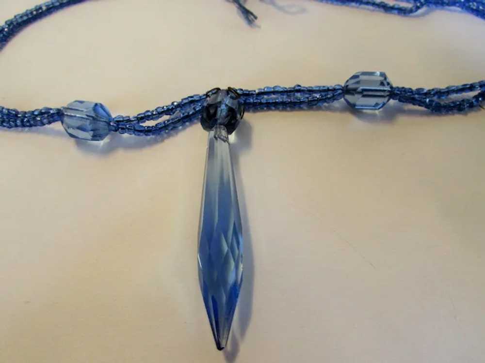 Vintage Deco Blue Crystals With Primitive Tie Clo… - image 4