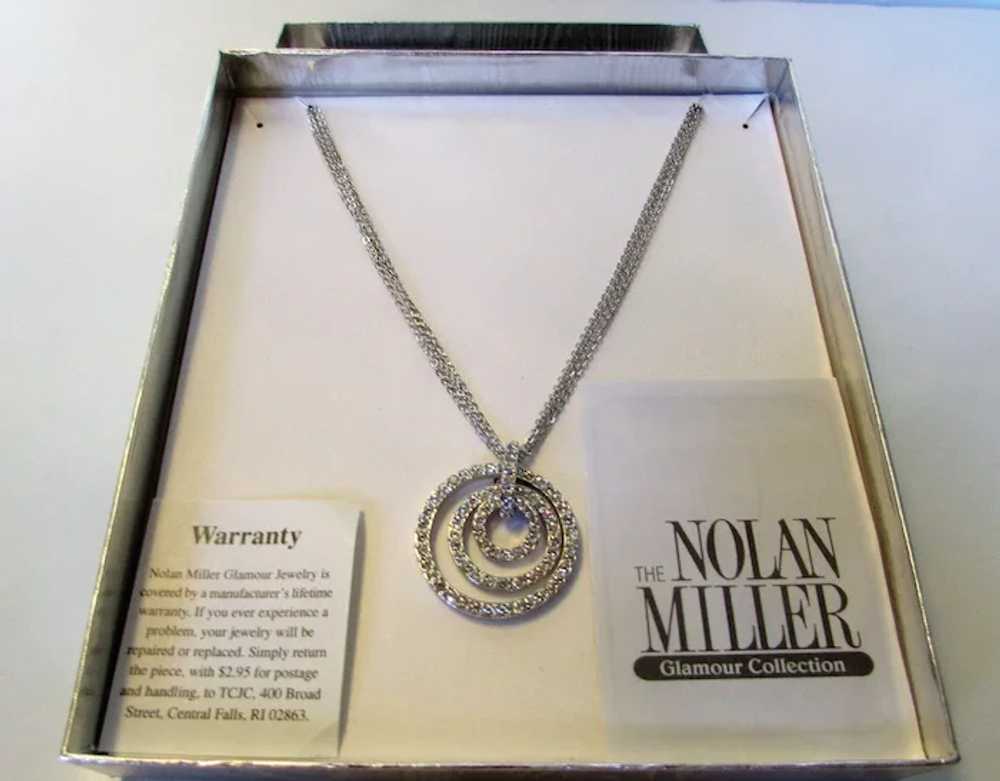 Vintage Nolan Miller Triple Crystal Circle Pendan… - image 2