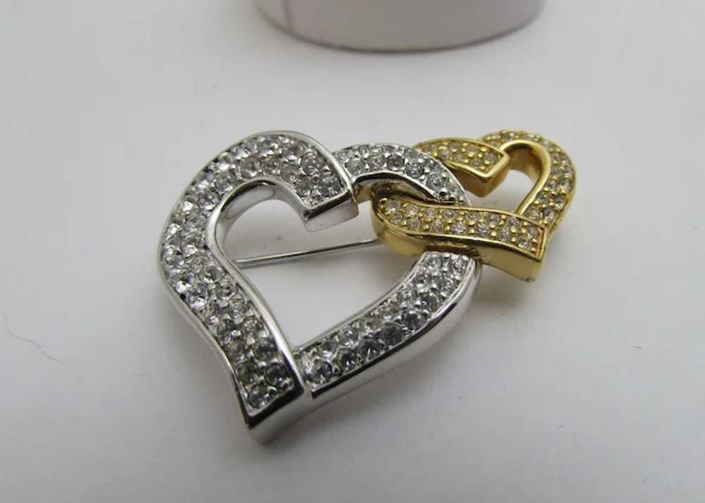 Vintage Swarovski Hearts Entwined Pin in Silver a… - image 6