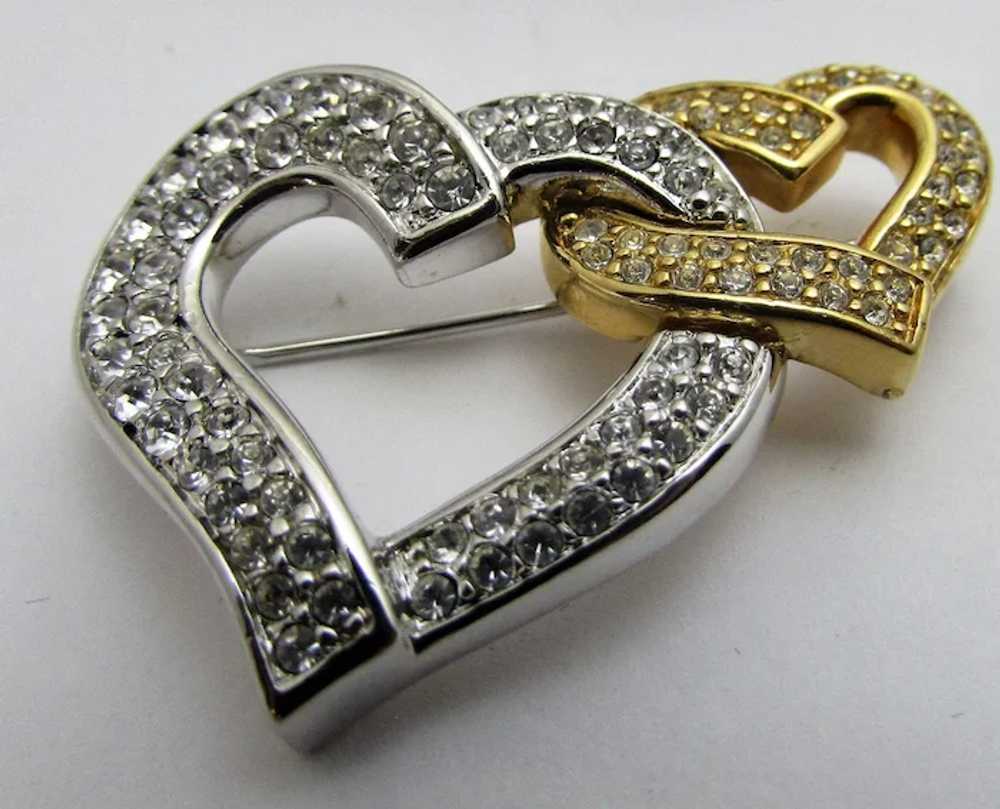 Vintage Swarovski Hearts Entwined Pin in Silver a… - image 7