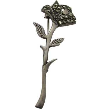 Sterling Silver Marcasite Flower Pin