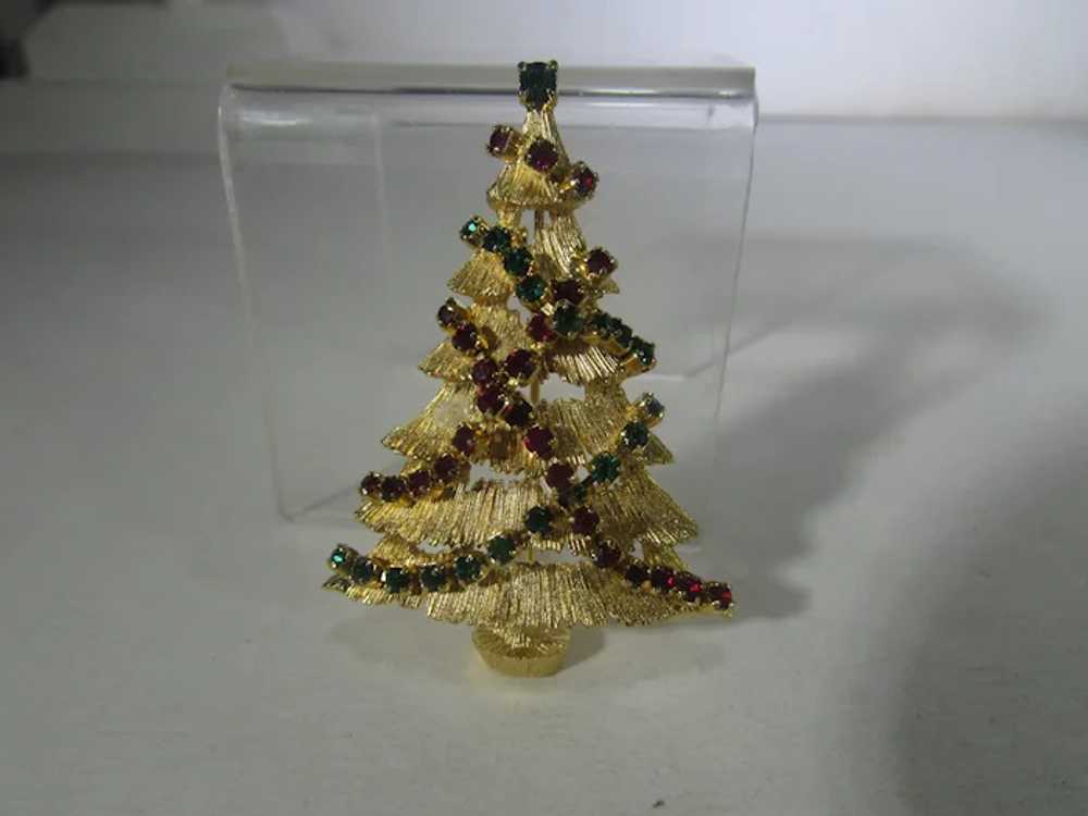 VIntage JJ Christmas Tree Pin With Red and Green … - image 10