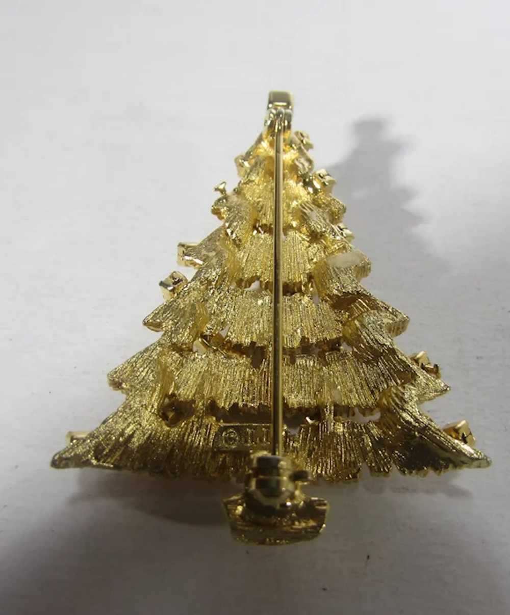 VIntage JJ Christmas Tree Pin With Red and Green … - image 7