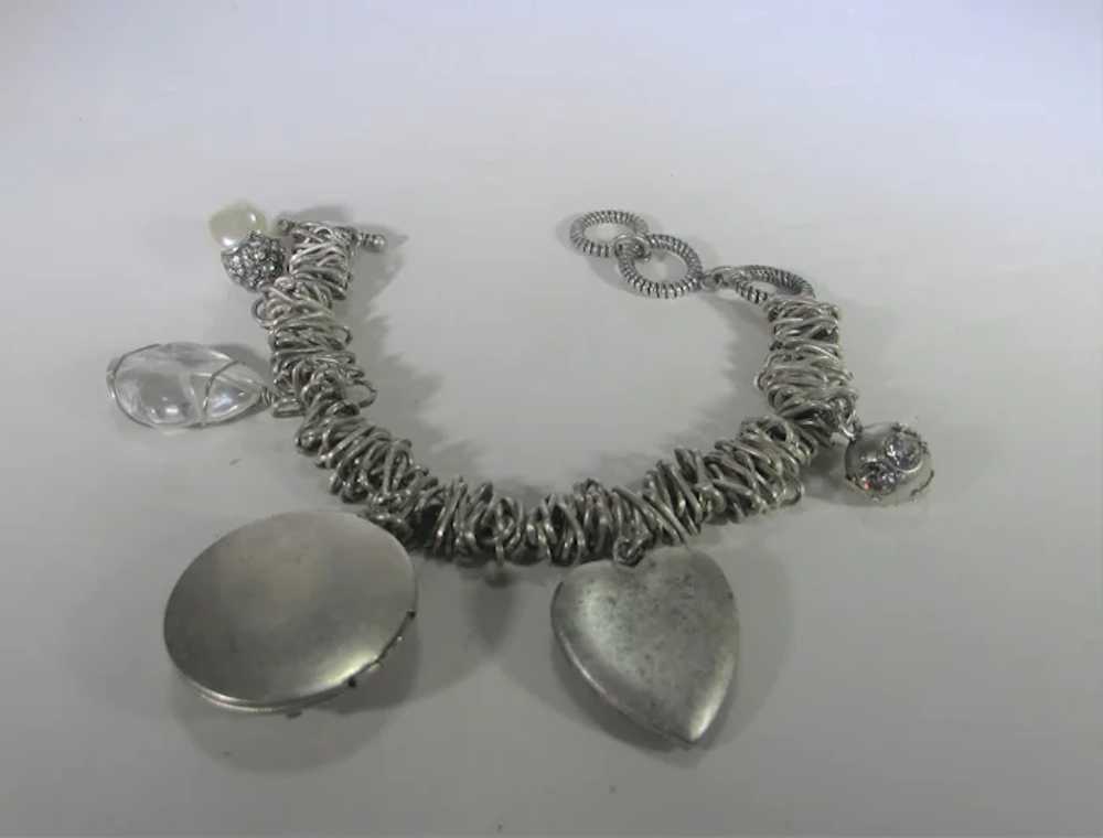 Vintage Silver Tone Charm Bracelet With Five Uniq… - image 3