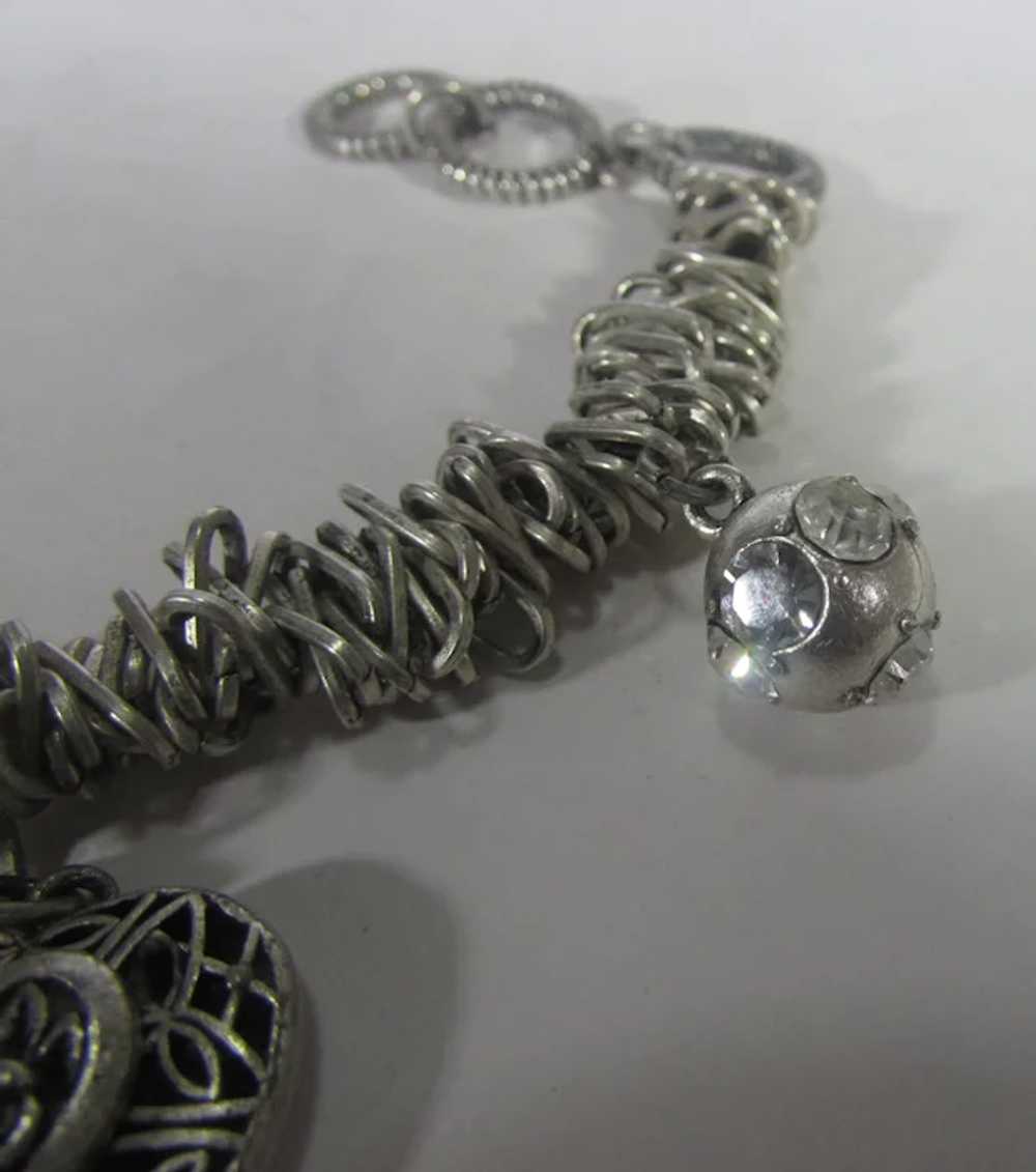 Vintage Silver Tone Charm Bracelet With Five Uniq… - image 7