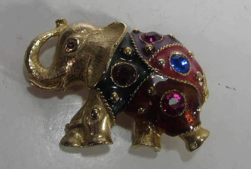 Gold Tone Elephant Trunk Up Enamelled and Variety… - image 10