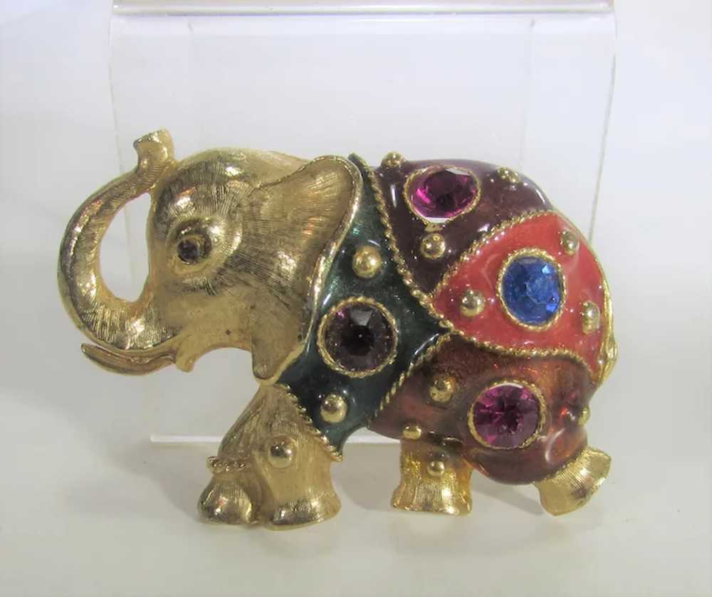 Gold Tone Elephant Trunk Up Enamelled and Variety… - image 4