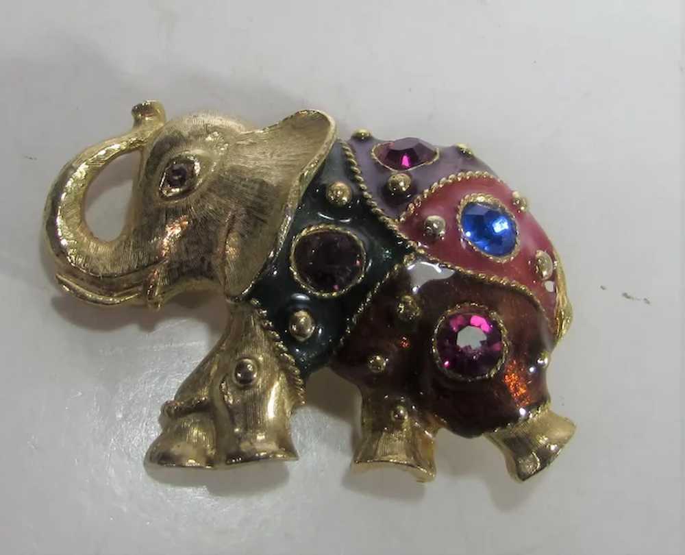 Gold Tone Elephant Trunk Up Enamelled and Variety… - image 8