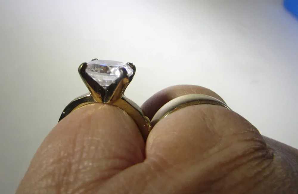 Vintage Costume Ring In Goldtone With Clear CZ Ce… - image 3