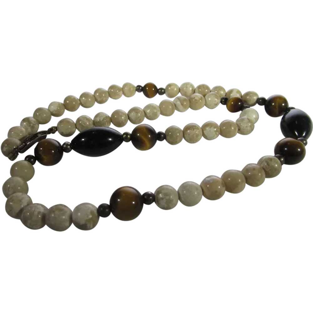 Agate Necklace With Tiger's Eye and Onyx Accents - image 1