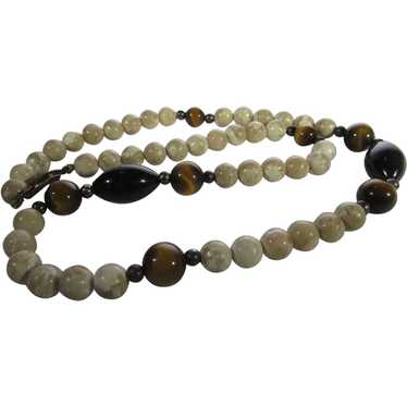 Agate Necklace With Tiger's Eye and Onyx Accents - image 1