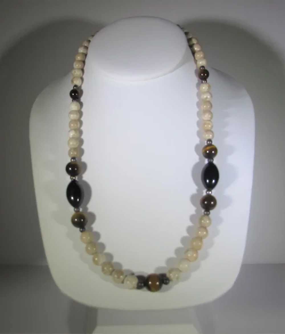 Agate Necklace With Tiger's Eye and Onyx Accents - image 2