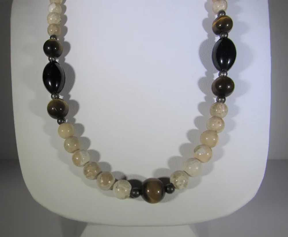 Agate Necklace With Tiger's Eye and Onyx Accents - image 3