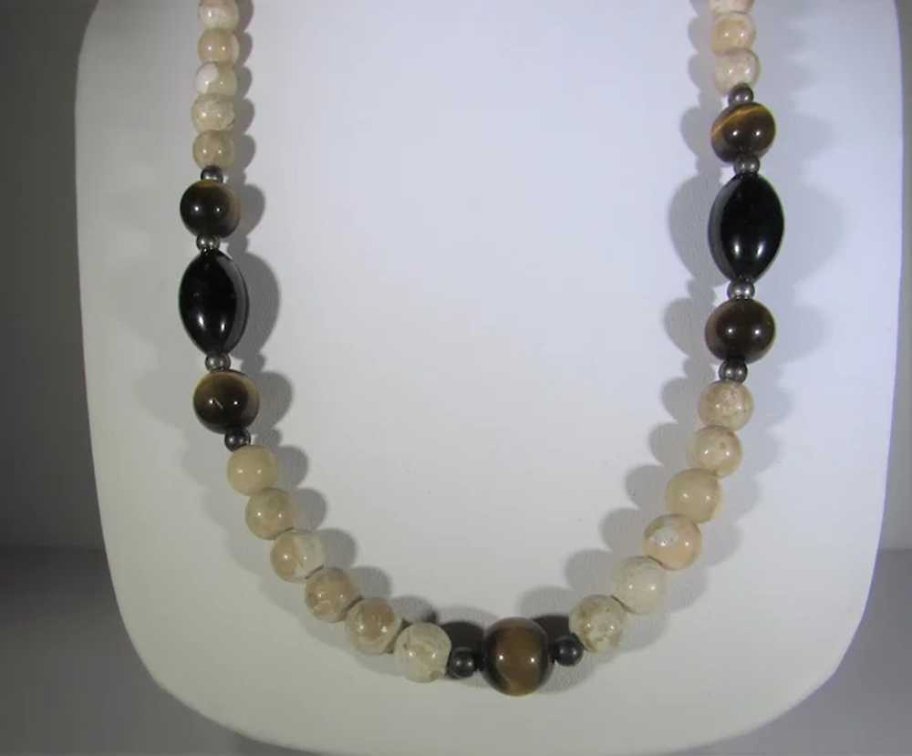 Agate Necklace With Tiger's Eye and Onyx Accents - image 5