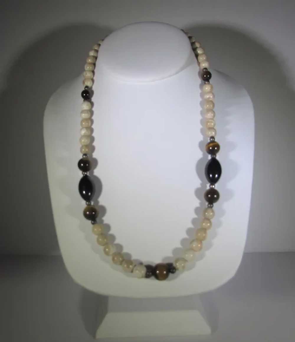 Agate Necklace With Tiger's Eye and Onyx Accents - image 6