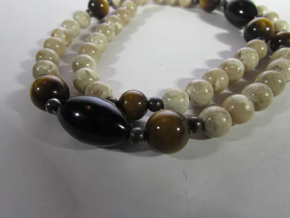 Agate Necklace With Tiger's Eye and Onyx Accents - image 8