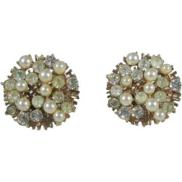 Francois by Coro Clip On Earrings in Goldtone Wit… - image 1